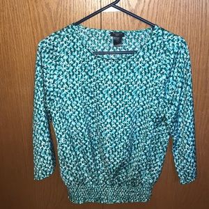 Ann Taylor green floral blouse